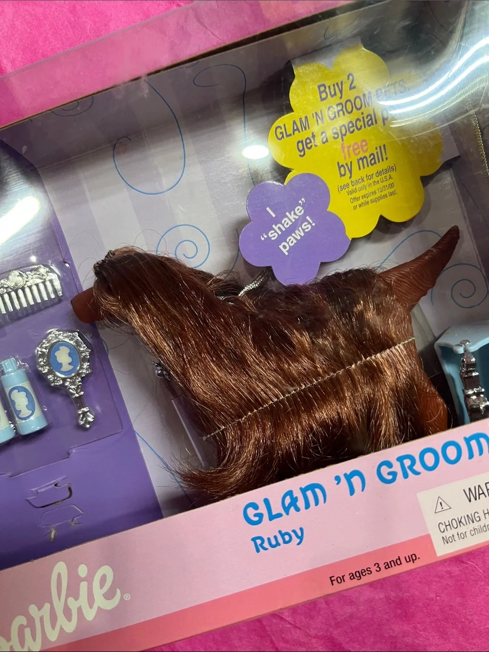 1999 Mattel Barbie Glam 'N Groom Pets feat. Ruby the Irish Setter Dog NRFB Rare